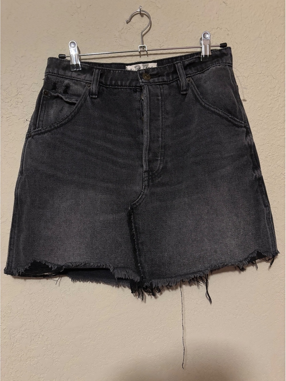 We The Free Black Denim Skirt with Frayed Hem size 27